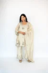 CREAM SEQUIN SUIT WITH BAG