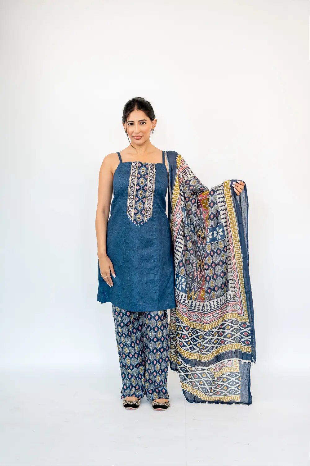 PRINTED BACKLESS 3 PIECE SUIT