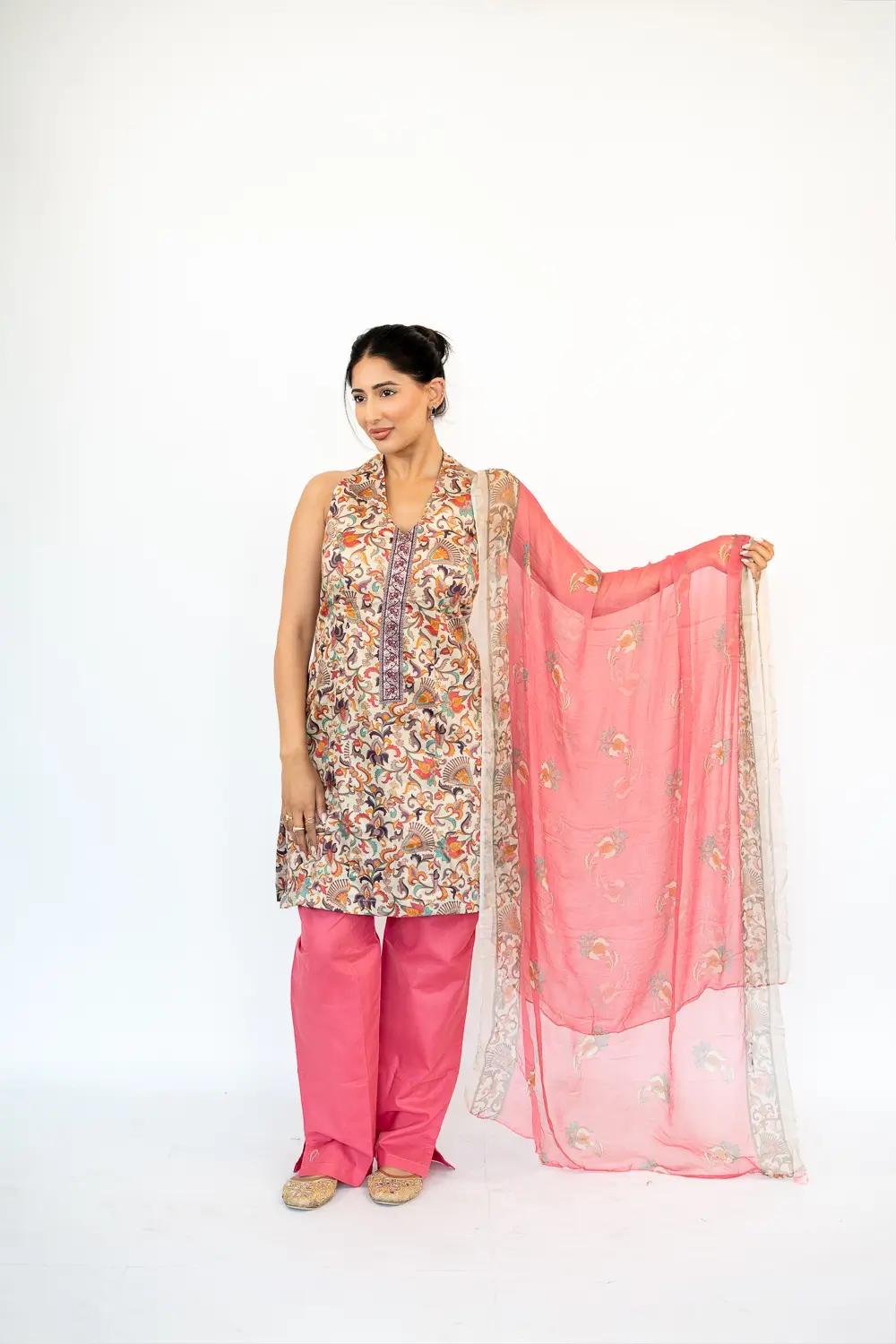 HALTER NECK PRINTED 3 PIECE SUIT